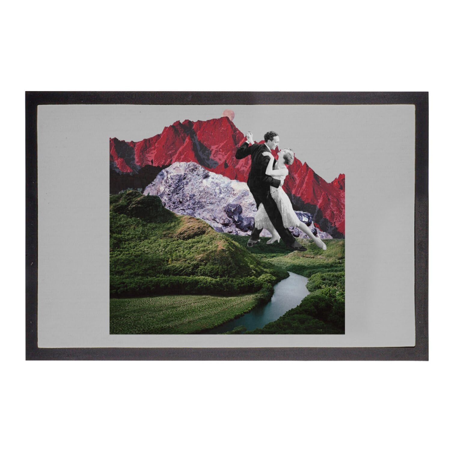 Paillasson gris vintage illustration surréaliste tapis entrée 60x40