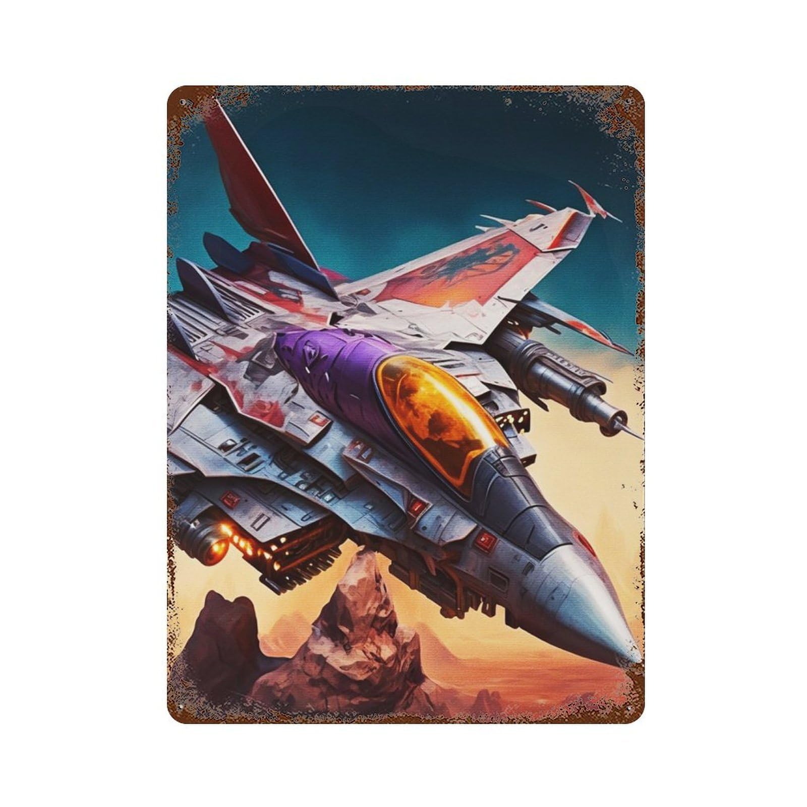 Decorative Tin Sign Paint Fighter Jets 15.7"x11.8", Novelty Wall Decor for Shed, Workshop And Garage Wall Decor
