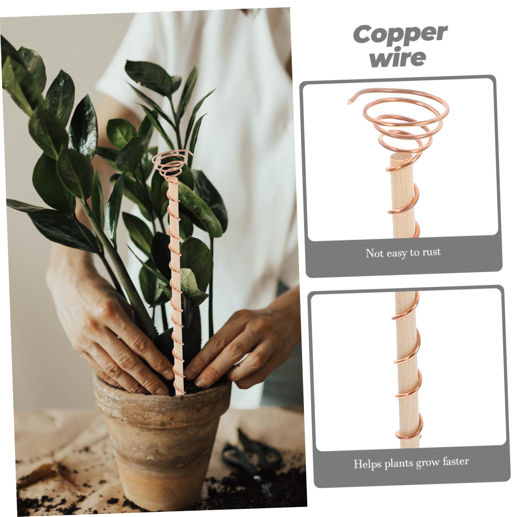 POPETPOP Piquets de Jardin en Fil de Cuivre Pur 9 Pièces avec Outil de Jardinage, Support pour Électroculture, Kit pour Planter et Cultiver Plantes Succulentes et Bonsaïs, Conducteur