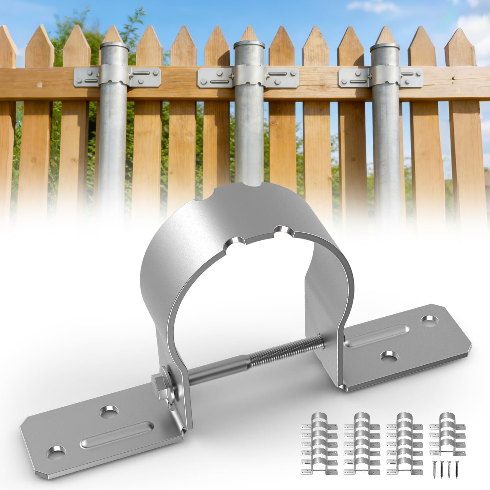 Yingsee-fty 24Pack Fence Post Bracket,2-3/8" Galvanized Pipe Grip Tie,Steel to Wood Fence Brackets,Metal Fence Brackets for Metal Posts Bracket (with Screws)