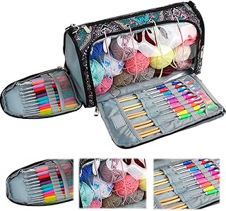 ADERTOS Bolsa de Almacenamiento de Punto, Bolsa de Hilo, Bolsa de Manualidades, Bolsa de Labores de Punto, Bolsa de Crochet, Bolsa de Ganchillo Portátil para Agujas de Tejer Gancho de Crochet