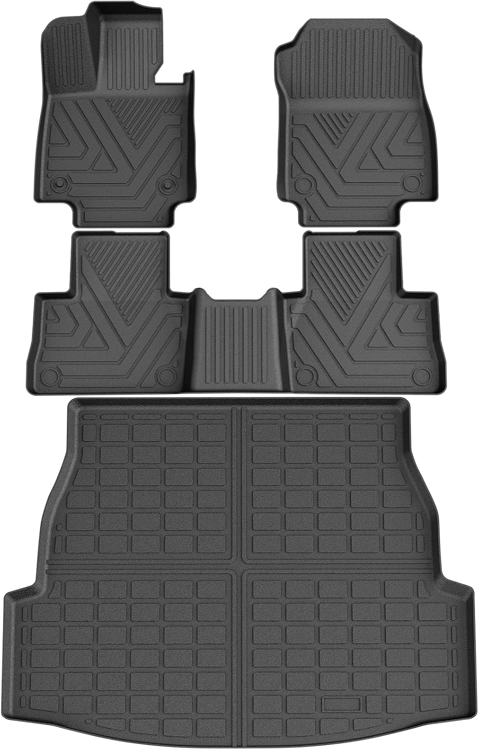 Floor Mats & Cargo Liner Set Fit for Toyota RAV4 2019-2025 (Include Hybrid),All Weather Protection Odorless Anti-Slip TPE Rubber Automotive Full Set Floor Liners Custom Toyota RAV4 Accessories