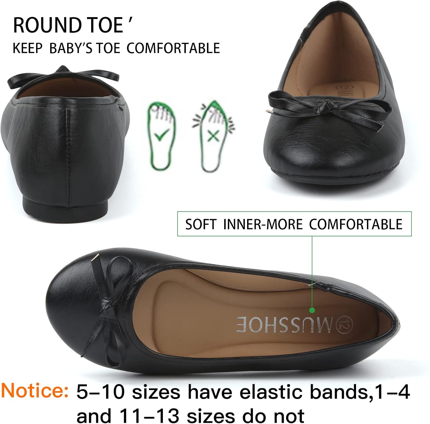  | MUSSHOE Girls Toddler/Little Kid/Big Kid Serena-100 Mary Jane Ballerina Flat Shoes | Flats