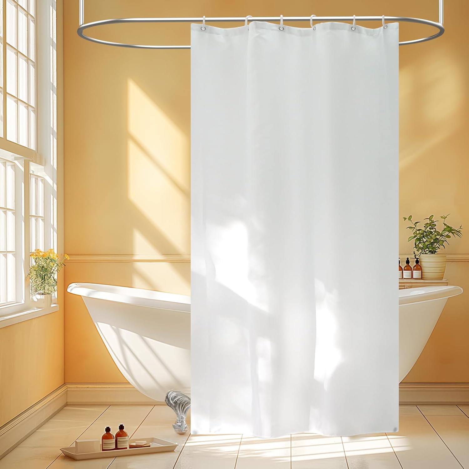 Seenus Waterproof Fabric Stall Shower Curtain Liner Long 36
