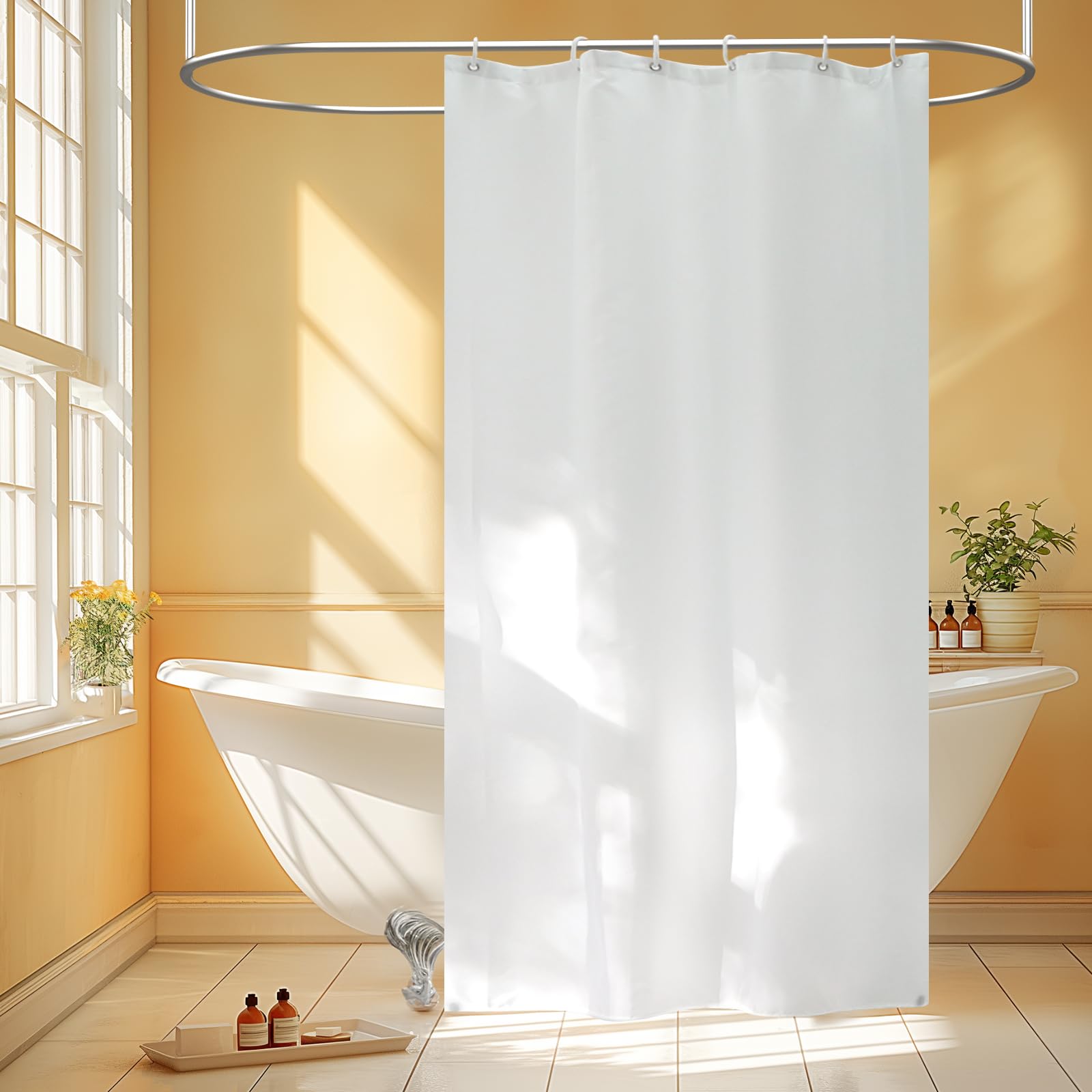 Rideau de douche étroit anti-ventouse blanc imperméable 91x198 cm avec aimants