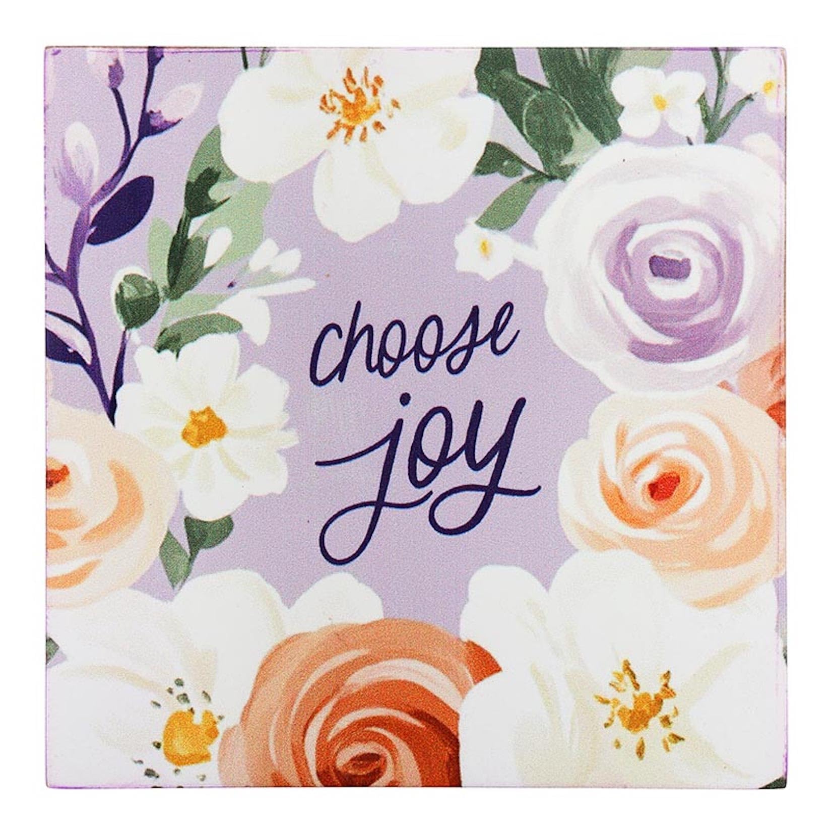 P. Graham Dunn Blooms of Grace Word Block, 5" x 5", Message Reads "Choose Joy"