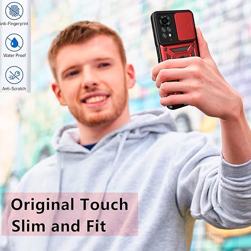 Miniatura 6 de CCSmall Funda para Xiaomi Redmi Note 11 4G (no 5G) con cubierta de cámara deslizante, funda de protección de grado militar resistente con soporte de