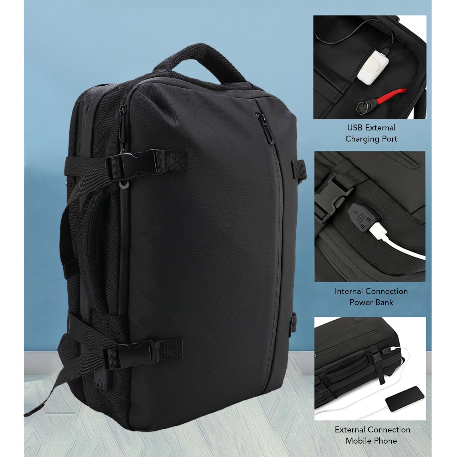 Gugxiom Sac à Dos 55L Compression de Vide de Voyage Extensible avec Une Pompe à Air, Une épreuve d'eau et Un Sac à Dos D'ordinateur Portable Anti-vol pour la Randonnée, Les