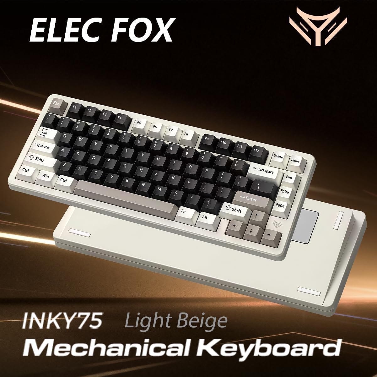 MK INKY75 Mechanical Keyboard with Full Aluminum Wireless Mechanical Gaming Keyboard, 75% Layout Mechanical Keyboard BT/2.4G/USB-C,Hot Swappable, Creamy Sounding, RGB/PP/4000mAh(Light Beige)