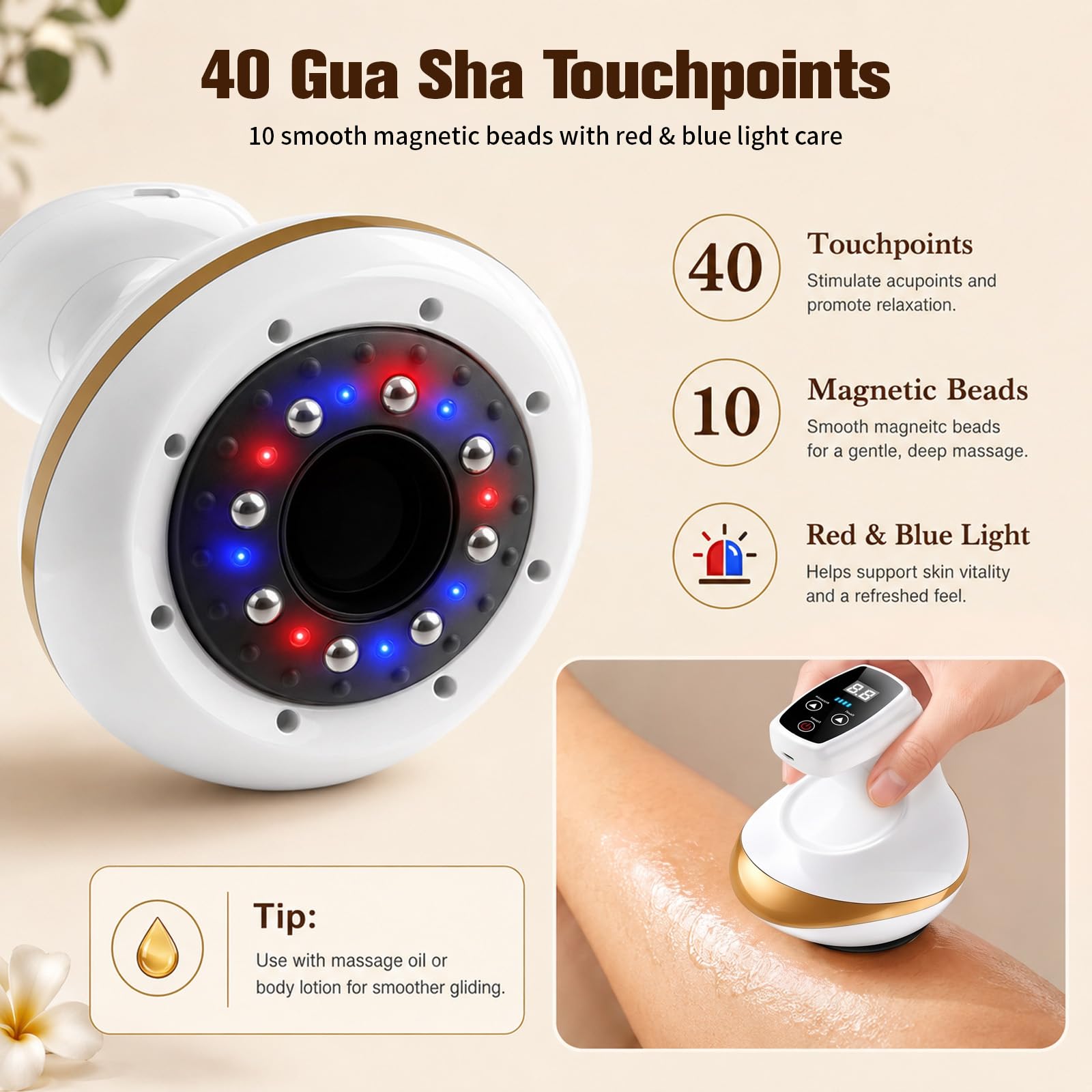Schröpfgerät Elektrisch - 4 in 1 Elektrisches Schröpfmassagegerät, Vakuummassagegerät Gegen Cellulite 9 Temperatur- und Saugstufen, Digitales Display, USB-Ladung, für zu Hause oder auf Reisen