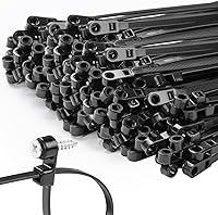 Vista 6 de 200 PCS Bridas Negras de 12 pulgadas con Agujero para Tornillo 75lbs Cabeza Montable Bridas para Cables Correas Multiusos de Nailon Resistente
