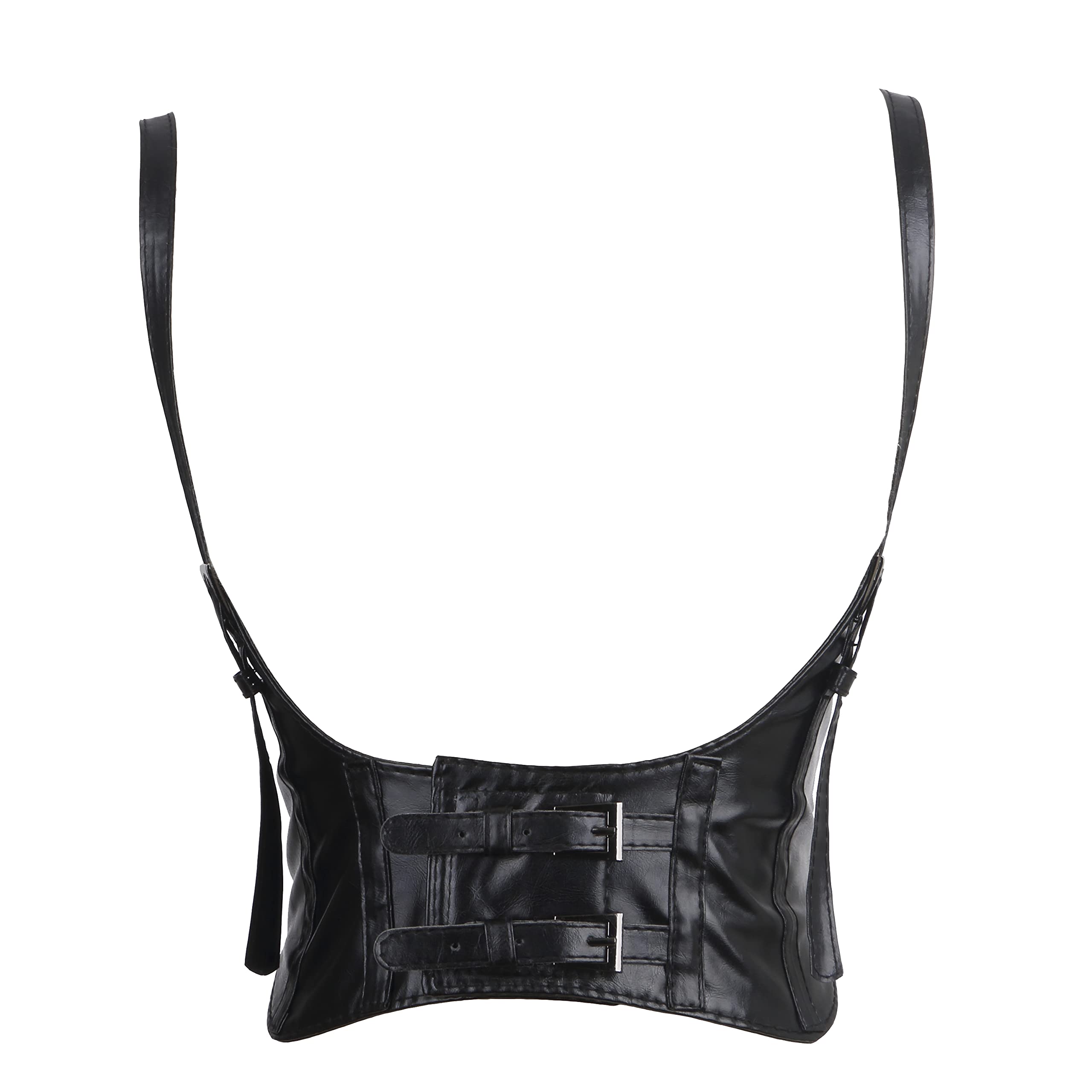 AGEA Women's Fashion Waist Belt Faux Leather Underbust Corset (Large, Black2)