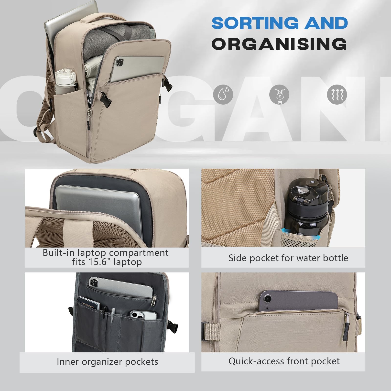 Xkdoai Bagaglio a Mano per Easyjet 45x36x20 Zaino per Easyjet 45x36x20 Zaino da Viaggio Aereo Bagaglio a Mano con Borsa Antifurto Borsa per Bottiglie