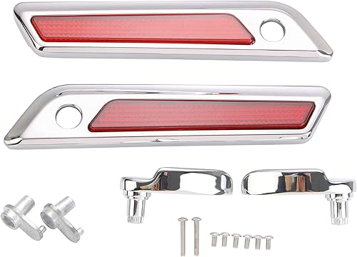 Mocardine Cubiertas de cierre de alforja Harley, tapa exterior cromada, tapas de cierre de bisagra con elevadores de tapa de bolsa de alforja, kit