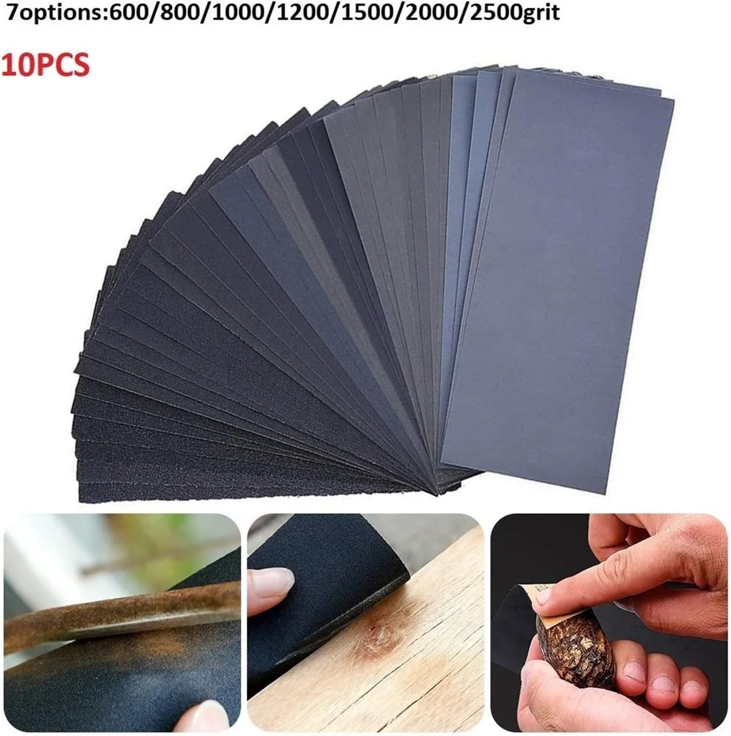 Sandpaper, Sanding disc,10Pcs Wet Dry Sandpaper 3inx5-1/2in 600/800/1000/1200/1500/2000/2500Grit Metal Glass Ceramic Wood Wall Polishing Grinding(1200grit)