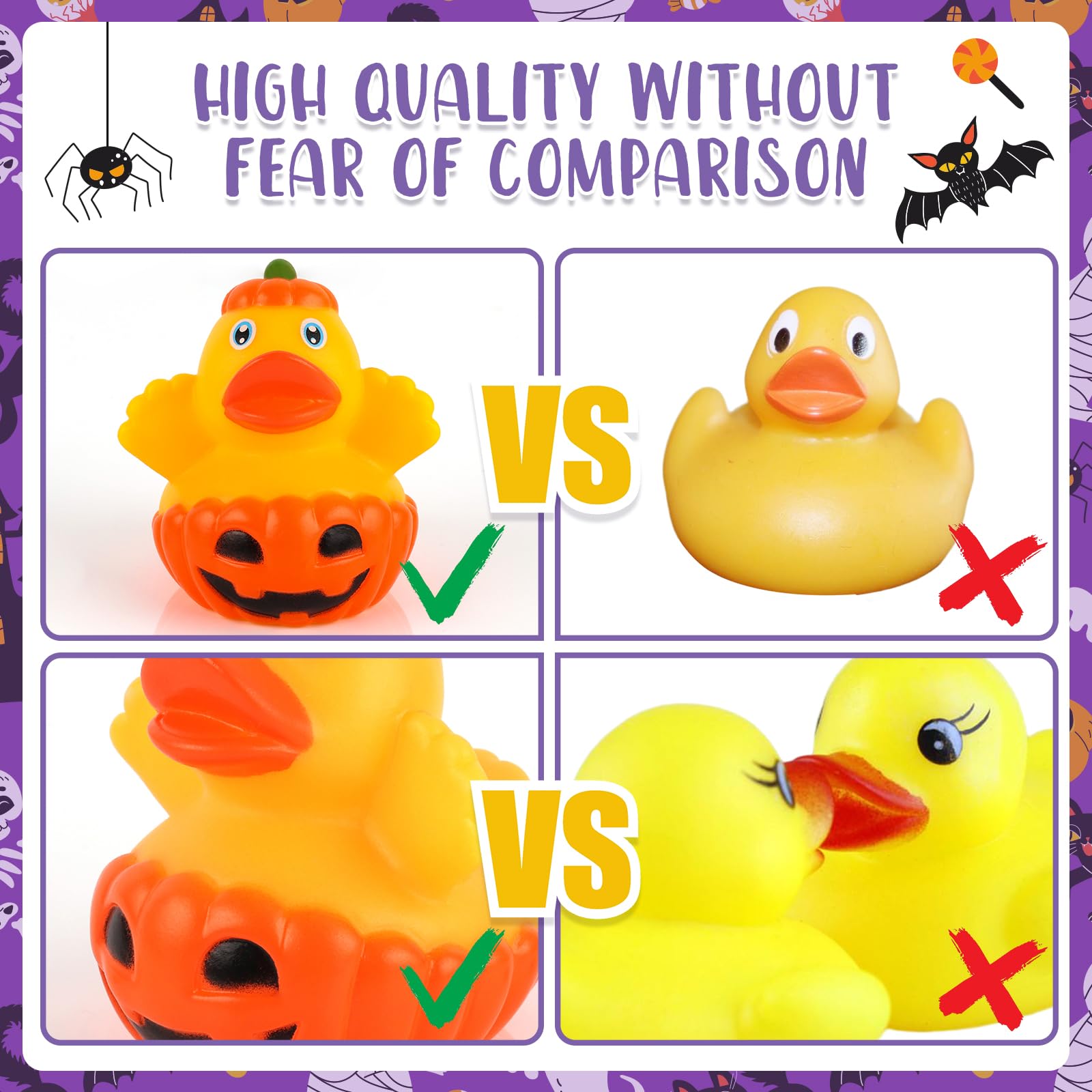 52 Pack Halloween Rubber Ducks Bulk, Halloween Party