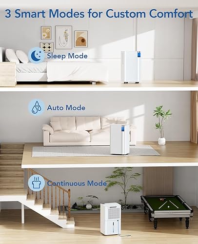 Miniatura 3 de Deshumidificador de 2500 pies cuadrados para sótano con manguera de drenaje máximo 34 pintas, deshumidificadores para el hogar, habitación grande,