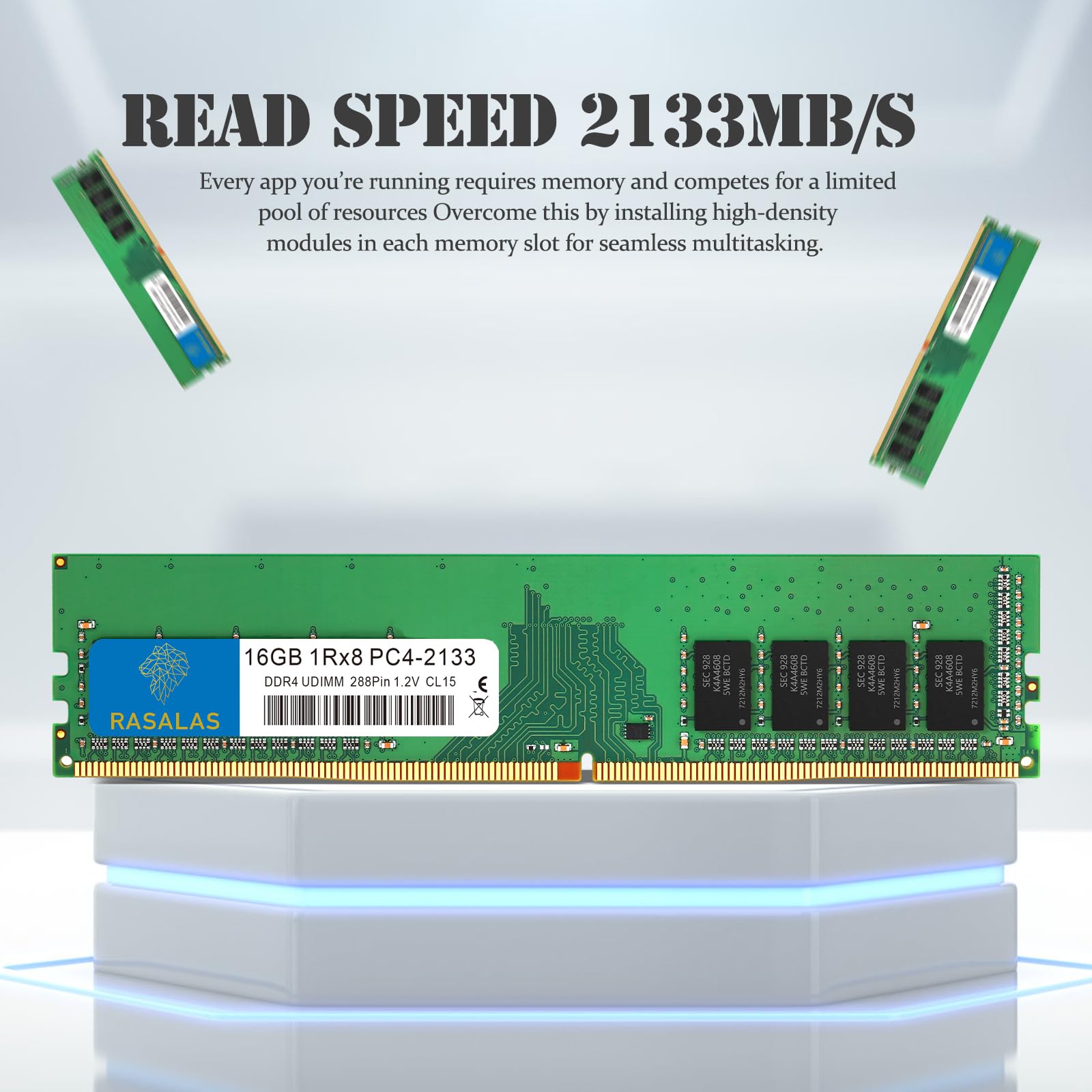 RASALAS 16GB DDR4 2133MHz PC4-17000 Non-ECC Unbuffered 1.2V CL15