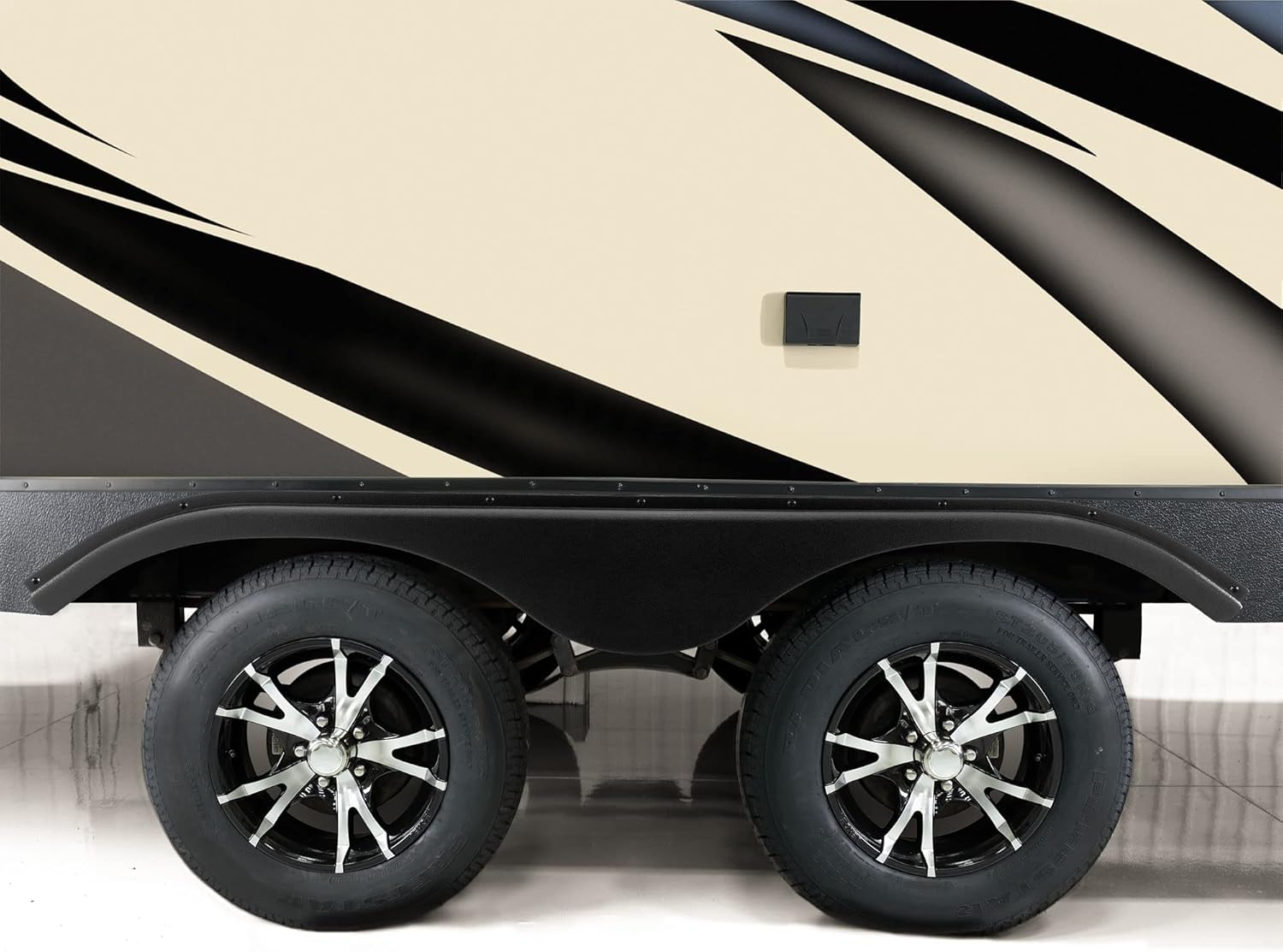 Tough Grade 65.5" x 8.5" RV Tandem Fender Skirt | Black or White | Vacuum Formed | Pre-Molded Screw Sections | Made in the USA (Black, 1)