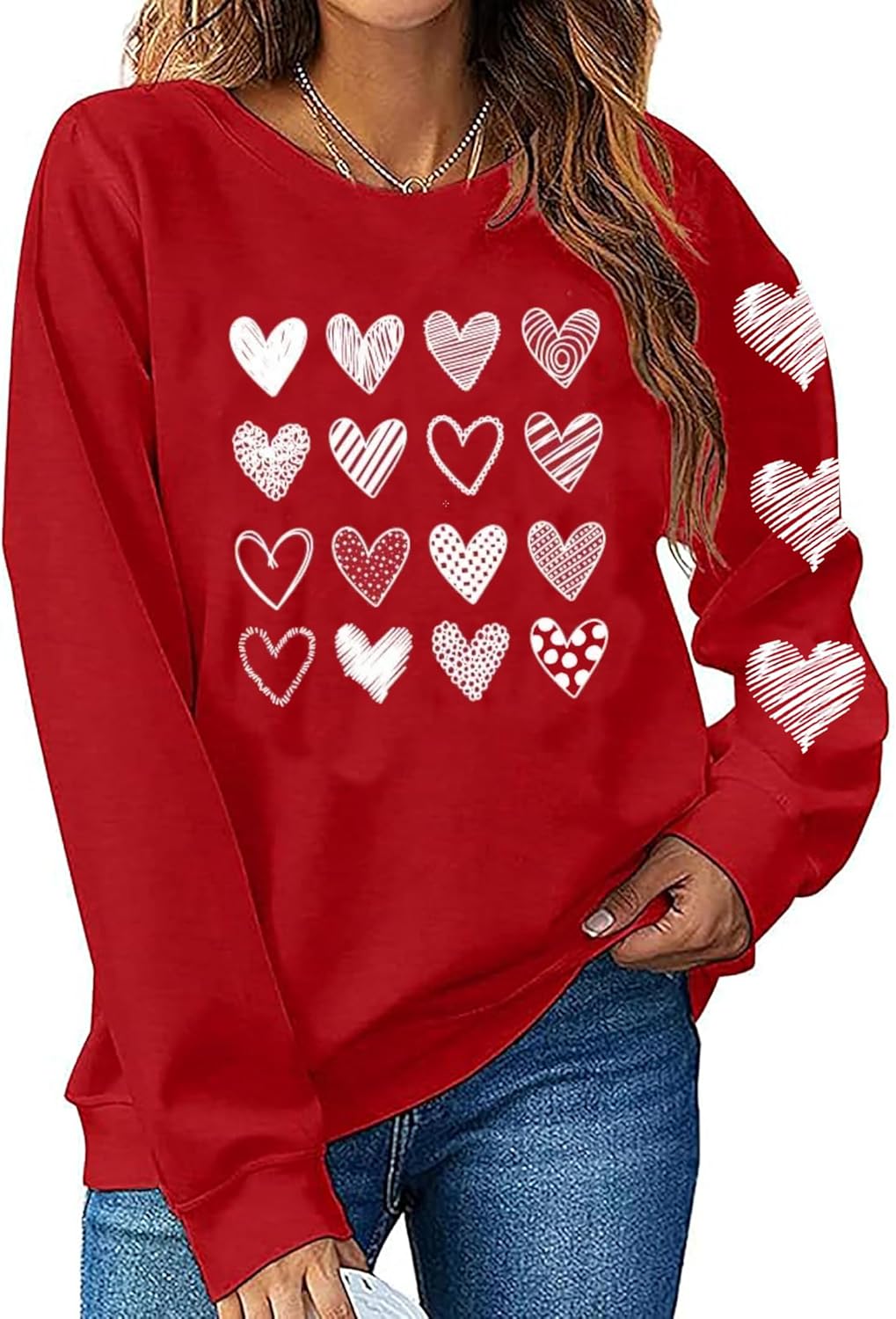 LLHXRUI Valentine's Sweatshirt for Women Cute Heart Love Shirt Graphic Tees Raglan Long Sleeve Pullover Tops - Image 4
