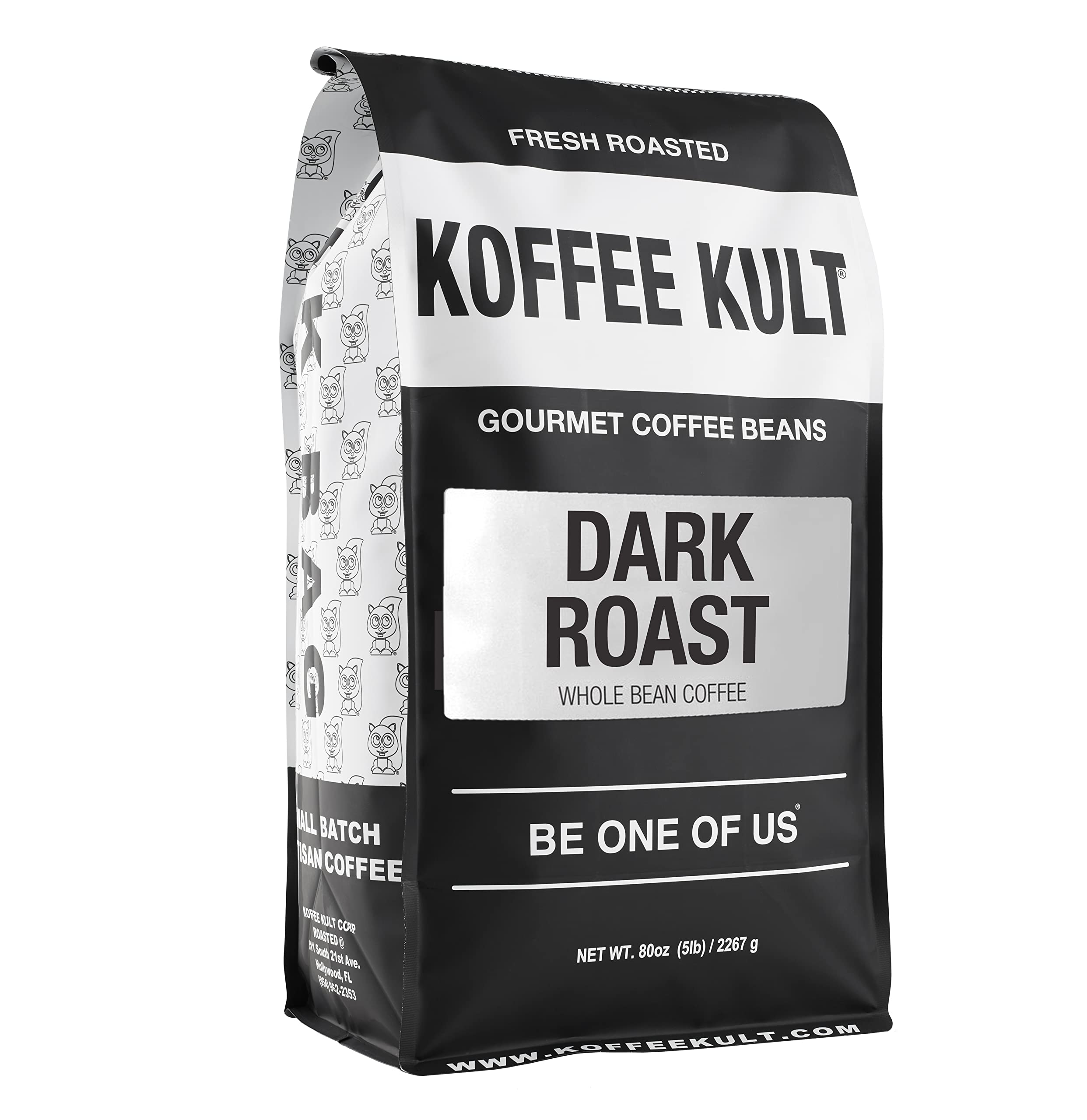 Koffee Kult Dark Roast Whole Bean Coffee 100% Arabica Coffee Beans, Gourmet Artisan Blend with Chocolate & Cinnamon Notes - 80oz Resealable Bag