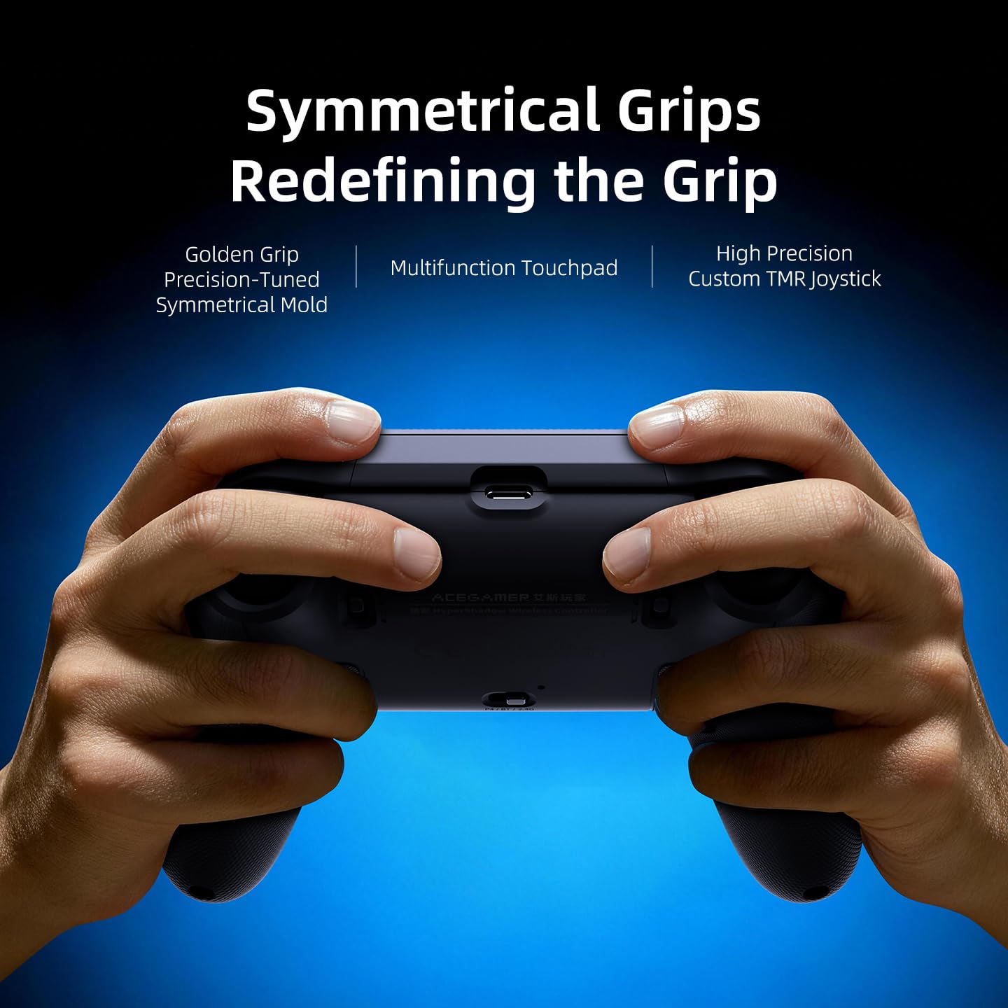 AceGamer Controller wireless Hypershadow 2.4G per PS4/PC/Switch/iOS/Android/Steam Deck, joystick TMR, grilletto istantaneo, pulsanti meccanici, 4 pulsanti macro posteriori, turbo, giroscopio a 6 assi