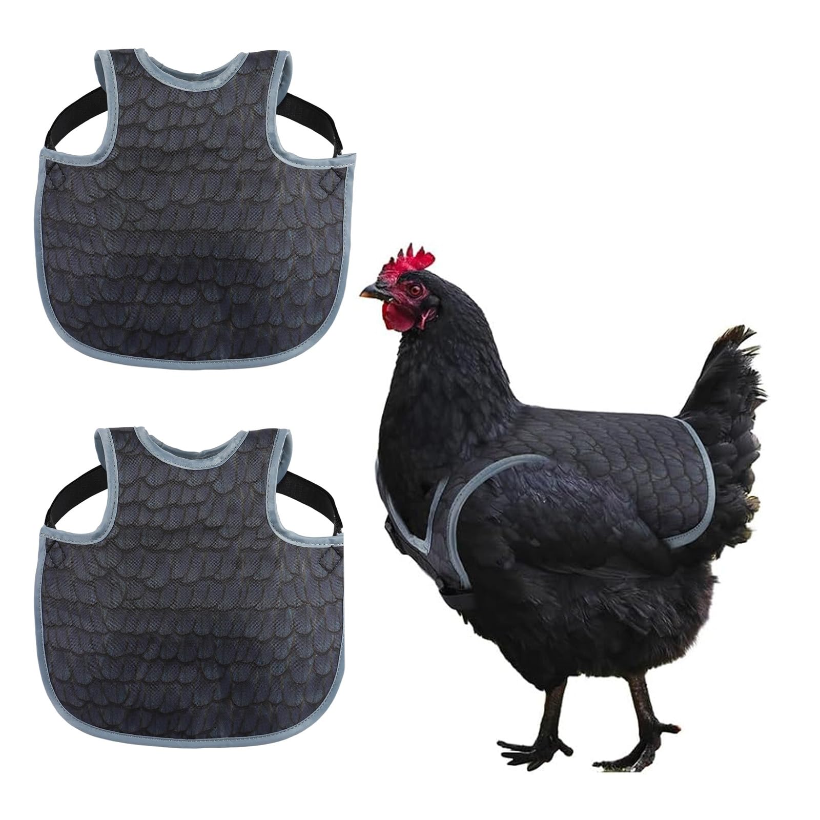 Lot de 2 selles de poulet pour poules, protection du dos de poule, tabliers confortables et légers pour poules (noir)