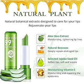 LZYLLS 6 Pack Aloe Vera Lipstick,Long Wear Nourishing Lip stick,Waterproof Moisturizing Color Changing Lip Balm Lipstick,Lip Gloss,Magic Temp Color Change Matte Lip Gloss Makeup