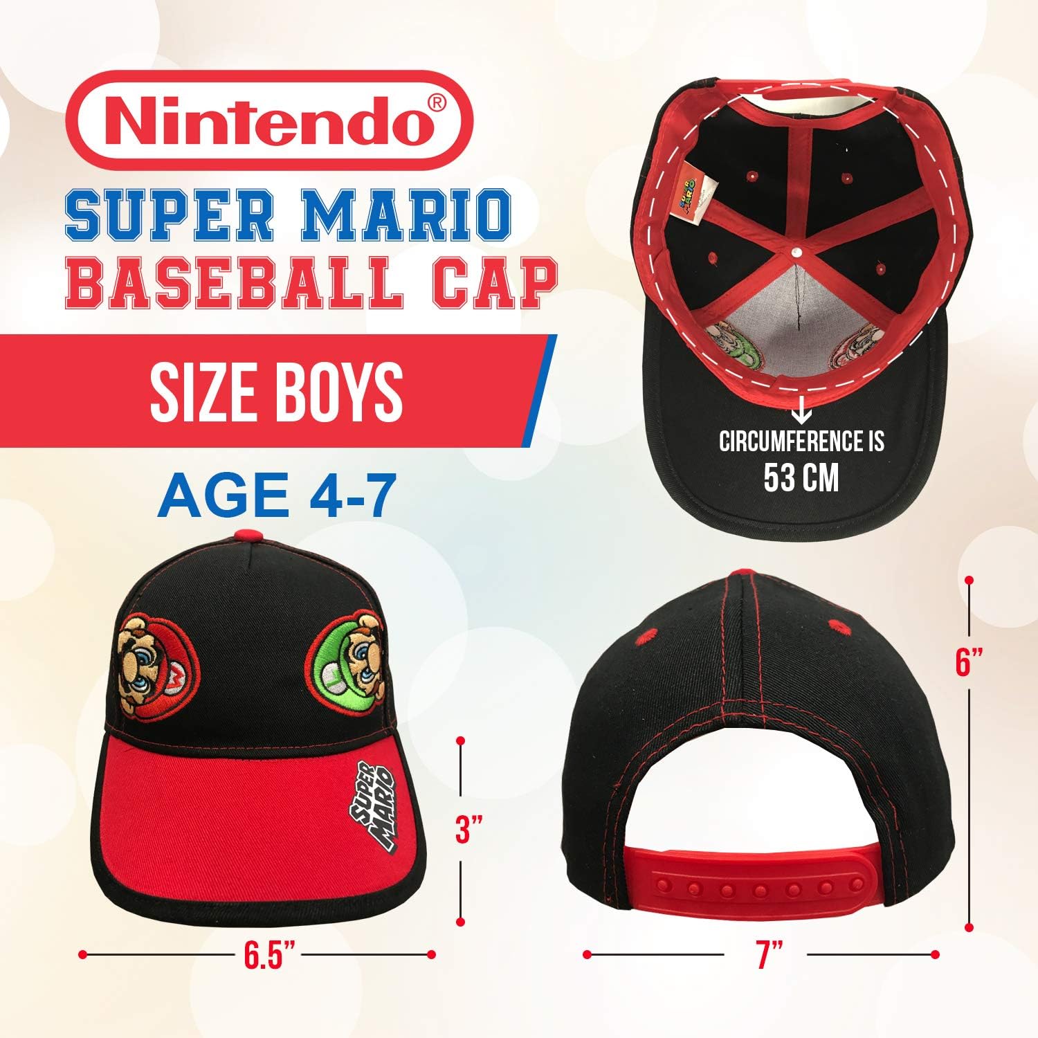 Nintendo Super Mario and Luigi Black Cotton Baseball Cap – Size Boys’ 4-14 [6014] … - Image 4