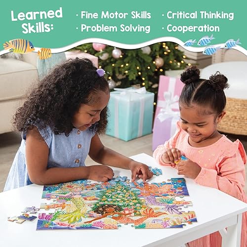 Miniatura 5 de Peaceable Kingdom Rompecabezas de sirenas festivas brillantes, rompecabezas de 100 piezas para niños de 5 años en adelante, deslumbrante