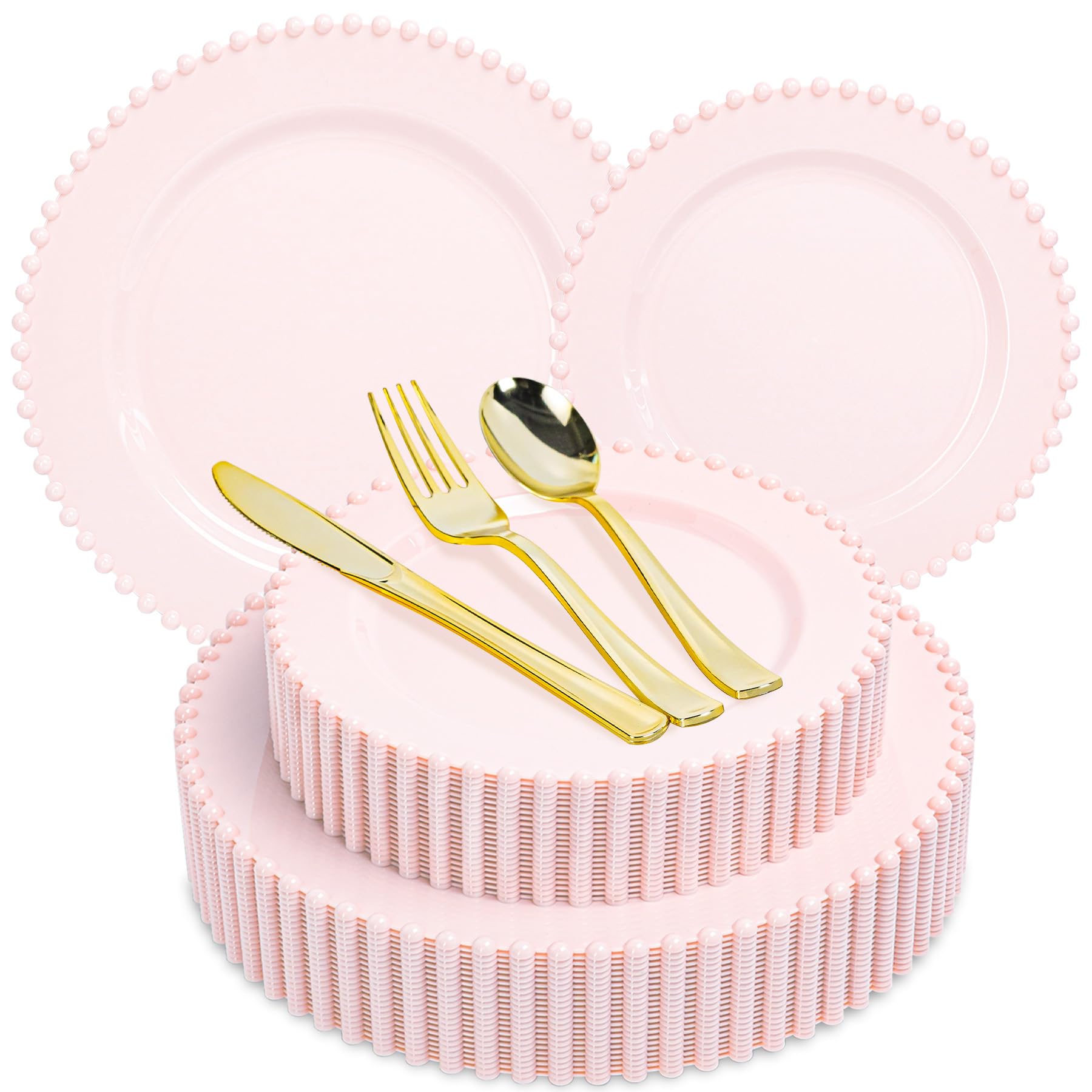 150 Ivory Disposable Plates Dinnerware Set - 30 Guests -7