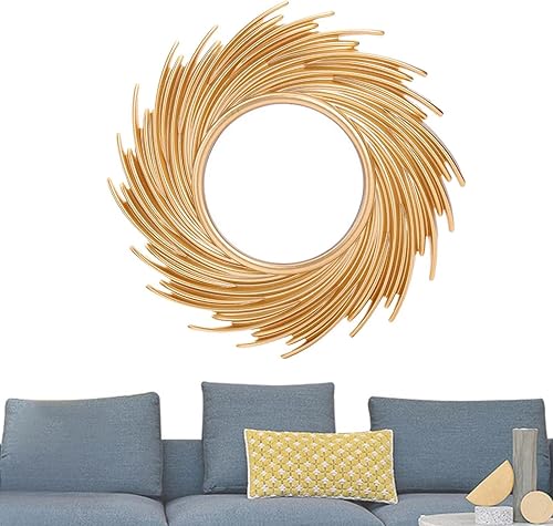 Miniatura 4 de Sunburstt - Espejo de pared dorado de 10 pulgadas, pequeño espejo de pared de metal para decoración del hogar, espejo colgante estilo dormitorio,