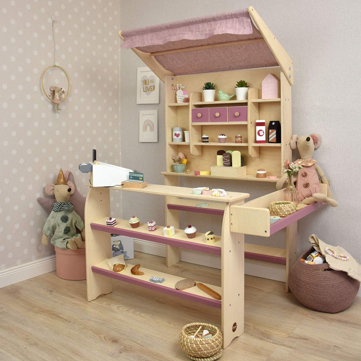 Meppi Kaufladen Lollipop aus Holz rosa/Natur - Kaufmannsladen für Kinder - Marktstand