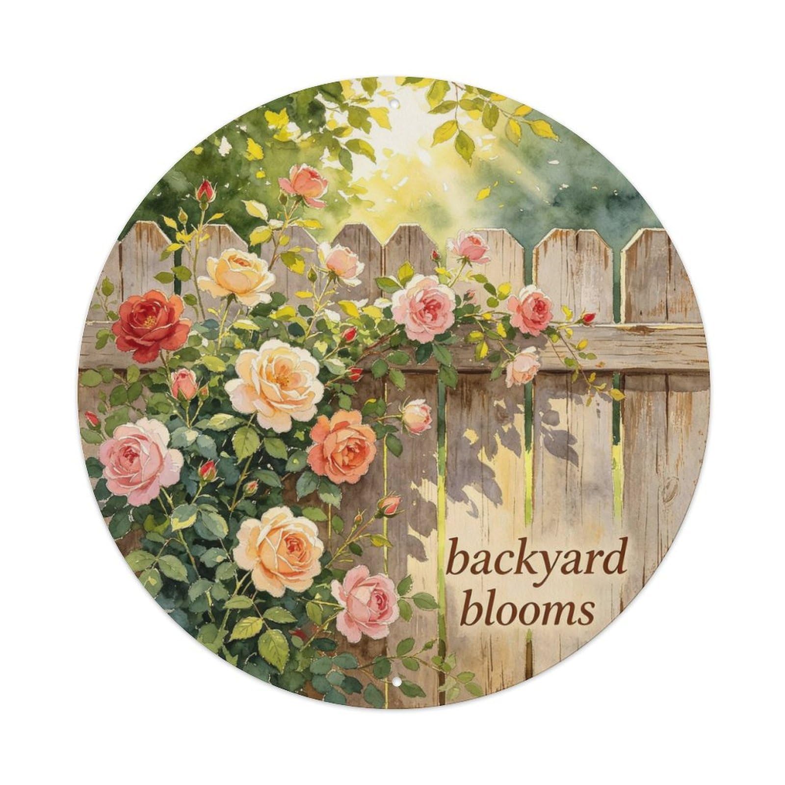Backyard Blooms Metal Tin Sign Plaque