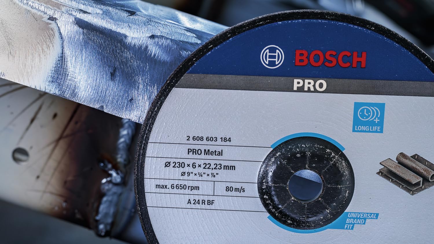 Bosch 1 x PRO Metal Longlife tarcza szlifierska do dużych szlifierek kątowych i otwór 22,23 mm (do stali, Ø 180 mm, profesjonalne akcesoria, duża szlifierka kątowa)