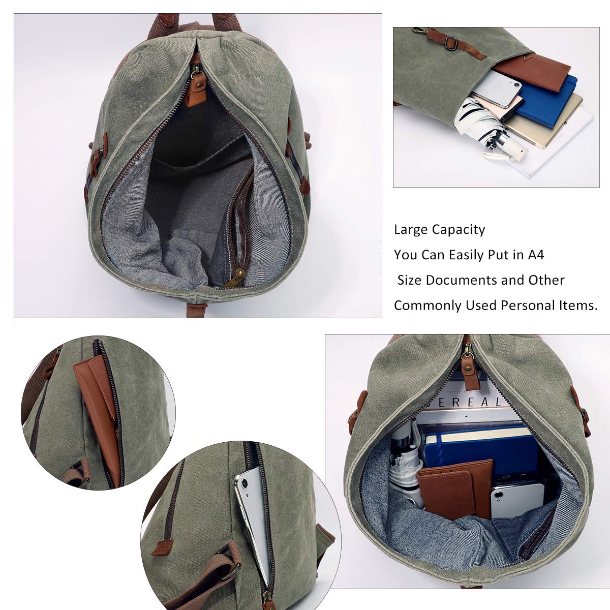 Zaino vintage in tela - Zaino da viaggio grande casual Zaino da viaggio all'aperto Zaini da trekking Borsa a tracolla per uomo Donna