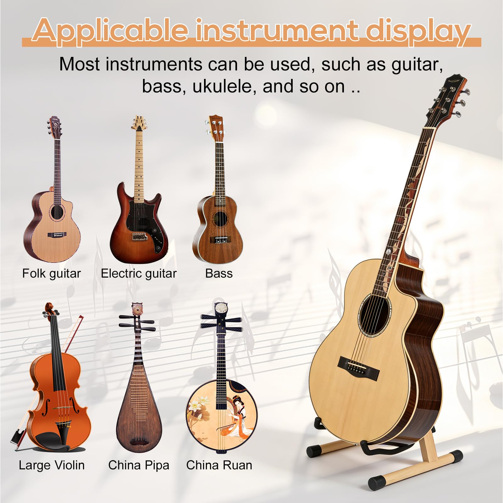 Supporto per chitarra in legno, per violoncello con supporto ad arco e schiuma imbottita, supporto pieghevole per chitarra acustica, in legno a forma di A, realizzato a mano, per chitarra elettrica