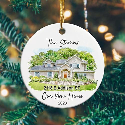 Vista 11 de Adorno de cerámica personalizado para la primera Navidad en nuestro nuevo hogar 2025, regalo de recuerdo de casa para parejas de recién casados