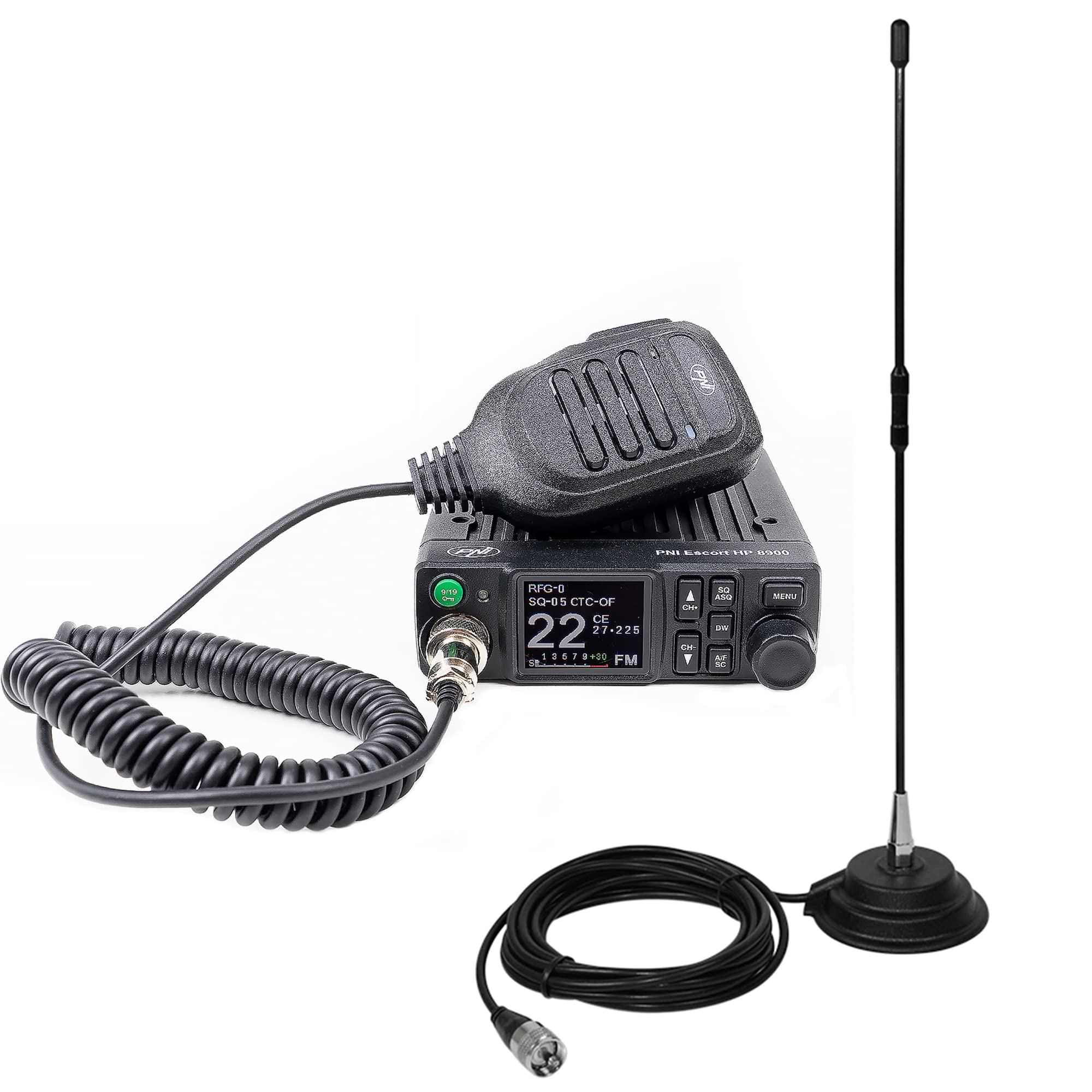 Radio CB PNI Escort HP 8900 ASQ, 12-24V + Antenna CB PNI Extra 40 con base magnetica