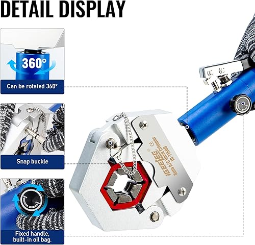 Miniatura 4 de Crimpadora de manguera hidráulica Herramienta de prensado de CA para accesorios de manguera de púas y cuentas | Juego de 7 troqueles para reparación