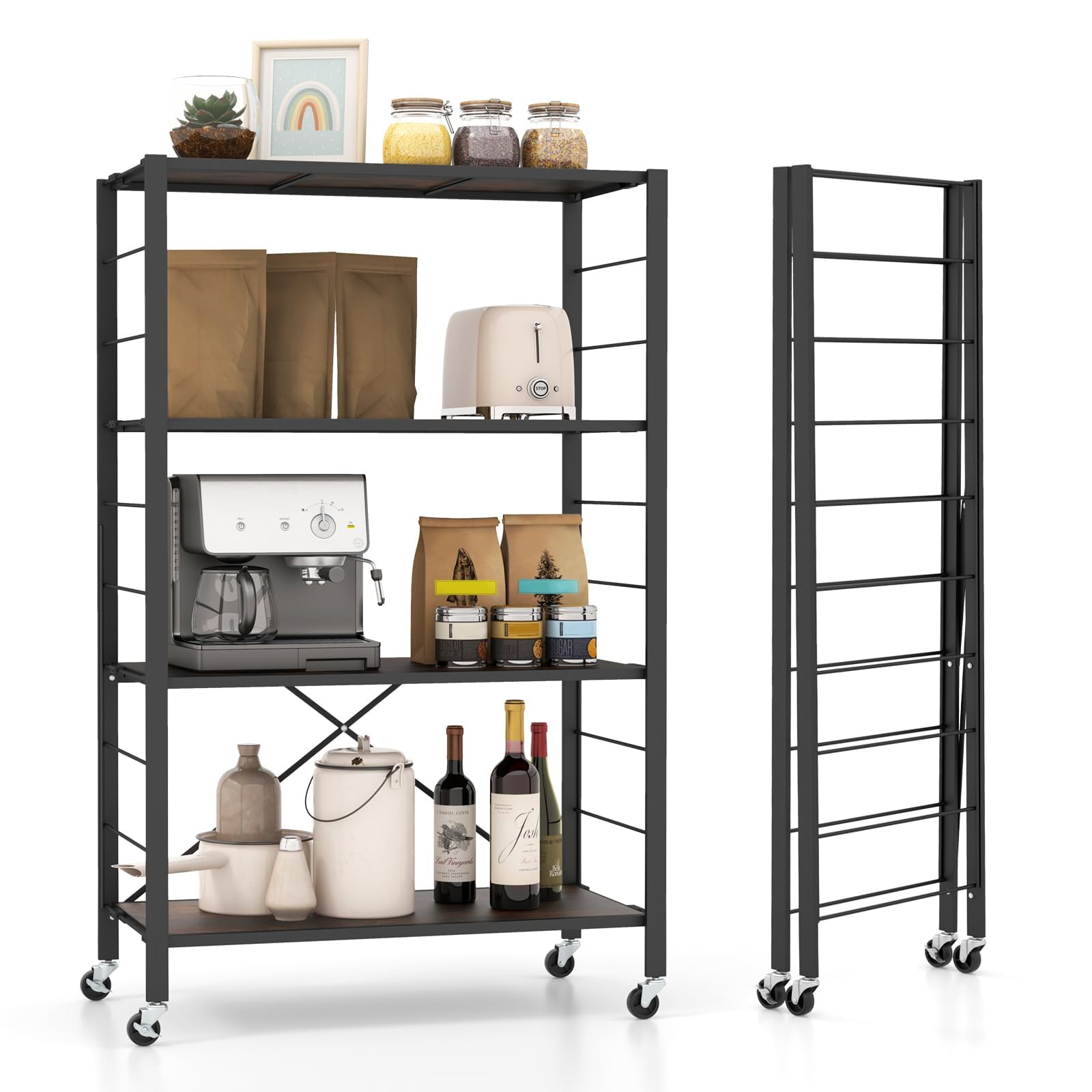 Chariot avec structure en métal pliable FANTASK pour rangement de cuisine