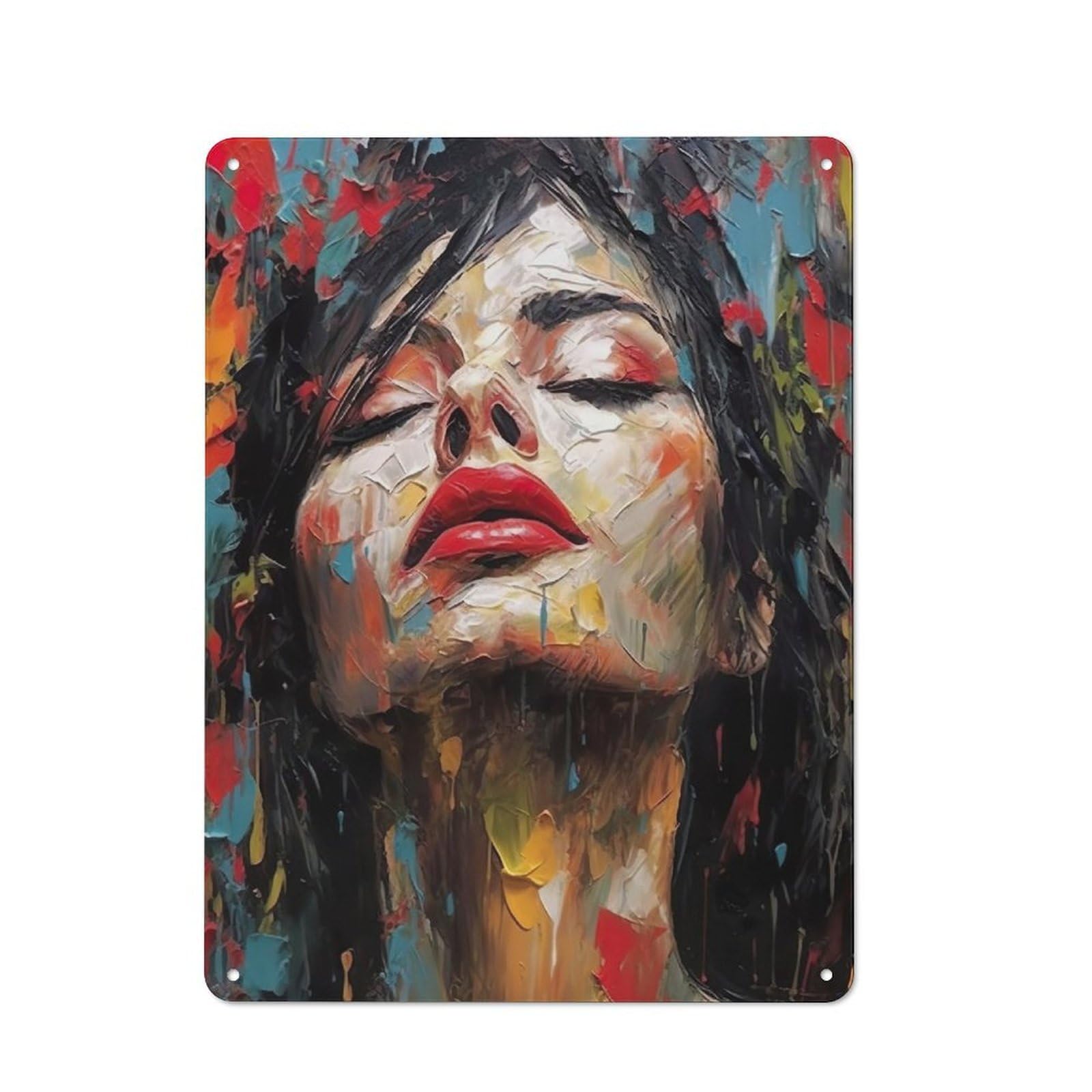 Junmoney Beauty Drawn Woman Metal Sign 40X30cm With For Pub Or Café, Retro Decor, Suited To Café Interior Fans