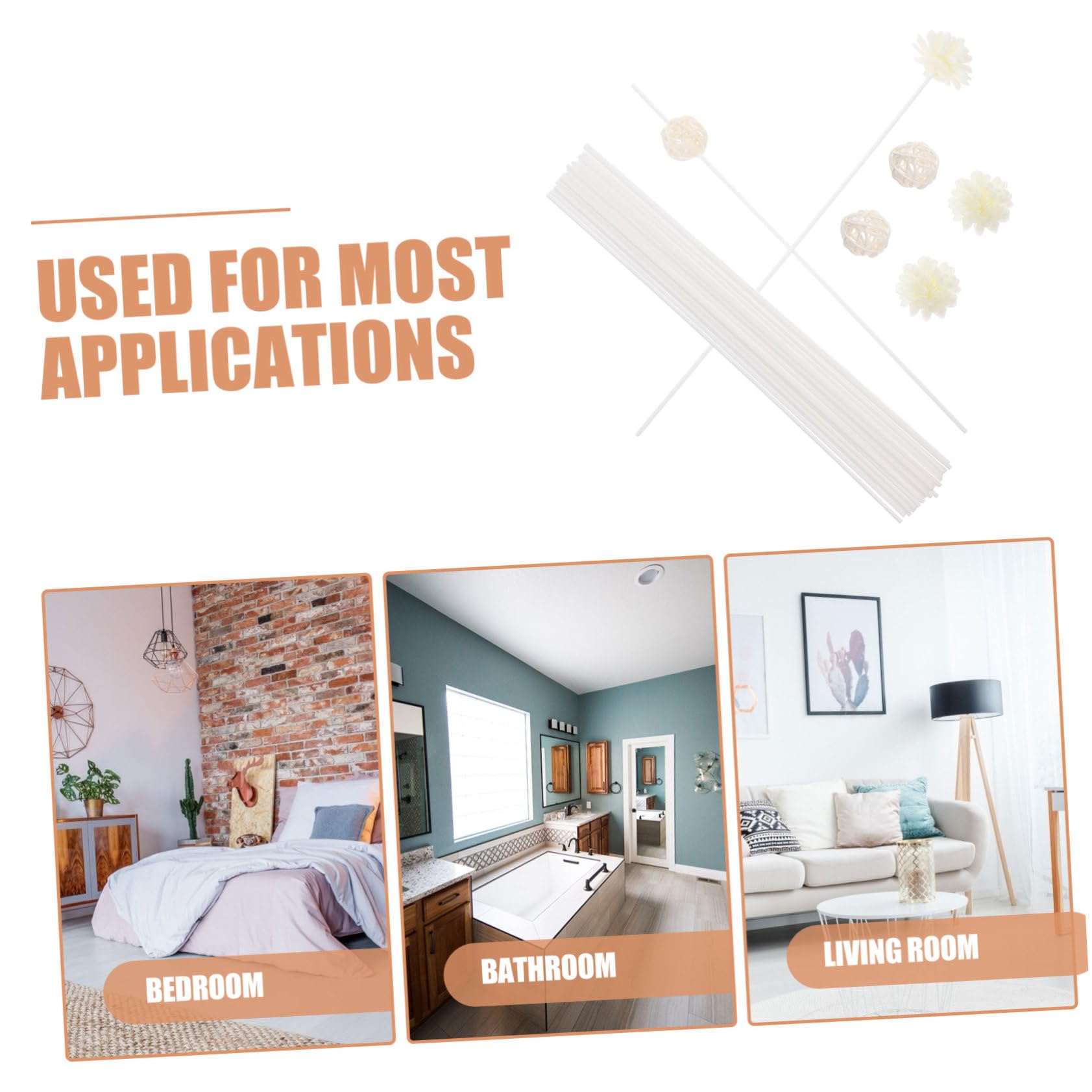 ULTECHNOVO Bâtonnets Diffuseurs Aromathérapie en Rotin Blanc 30 Pièces pour Huile Essentielle Outils Diffuseurs Parfum Intérieur Été Fleurs Séchées