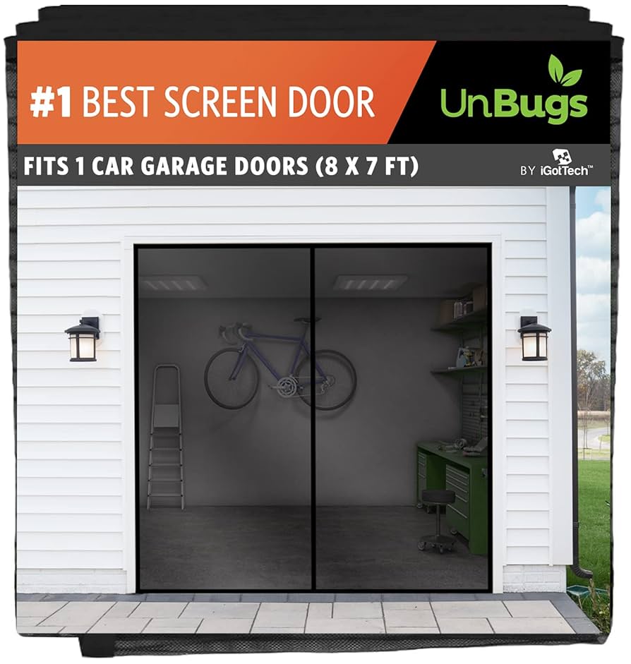 UnBugs Garage Screen Doors for 1 Car Garage - Fits Single