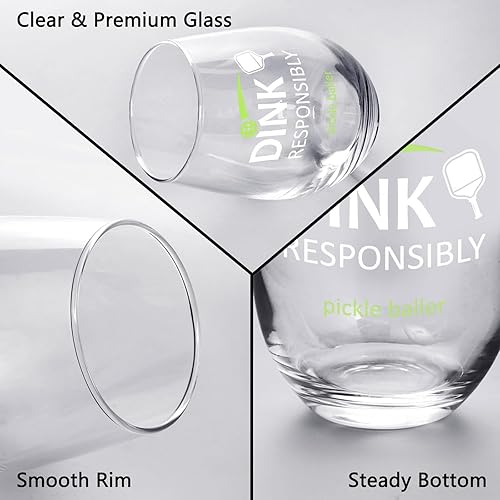 Miniatura 4 de Futtumy Dink - Copa de vino sin tallo, regalos divertidos de pickleball para mujeres, amigas, amantes del pickleball compañeras de trabajo, regalo