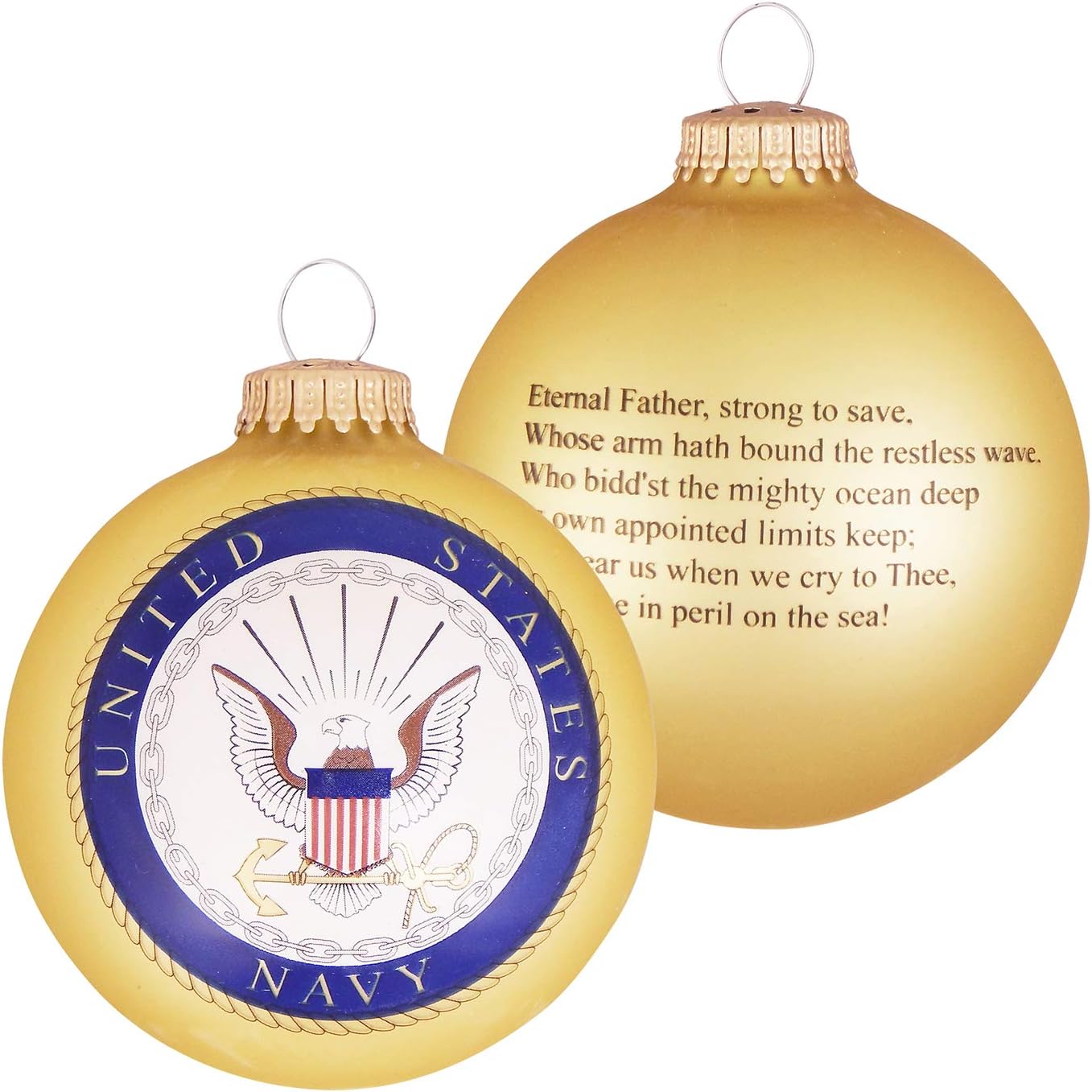 Christmas by Krebs 3 1/4" (80mm) Made in The USA Designer Seamless Gold Velvet Military Patriotic Glass Christmas Ball Keepsake Ornament, Navy : Home & Kitchen