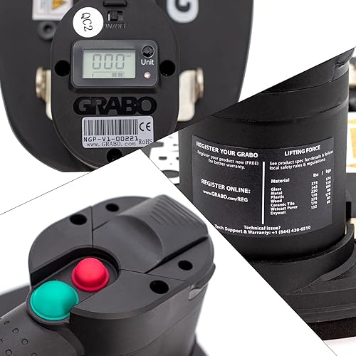 Miniatura 6 de GRABO Pro-Lifter 20 - Levantador eléctrico portátil para granito, azulejos, piedra, madera, vidrio, adoquines de hormigón, herramienta elevadora de