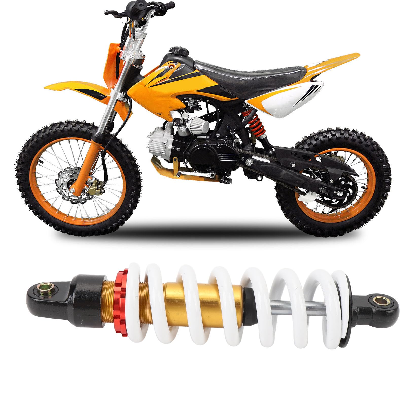 Amortiguador de Motocicleta, Suspensión de Amortiguador de 280mm Ajustable para 50c c-150c c Pit Bike ATV Go Kart Scooters