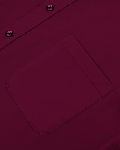 Miniatura 172 de Alimens & Gentle - Camisas de vestir con bolsillo y manga corta, de color liso y sin arrugas, estilo casual con botones, para hombres