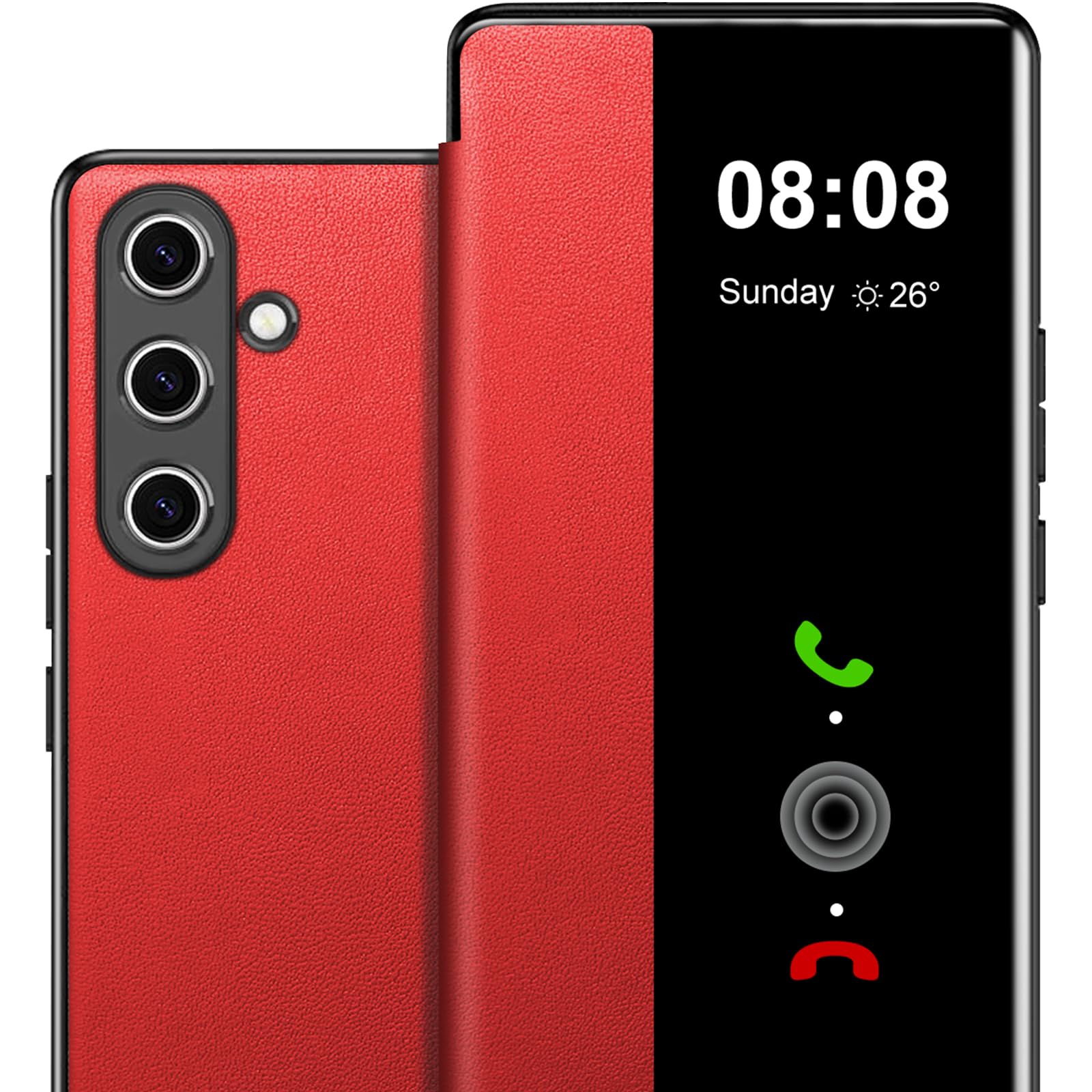 Nshkeji Handyhülle für Samsung S26 Serie Hülle S View, Clear View Flip Leder, Luxus Extra-Dünn Stoßfest Kratzfest Schutzhülle Cover Tasche Case Clear S View